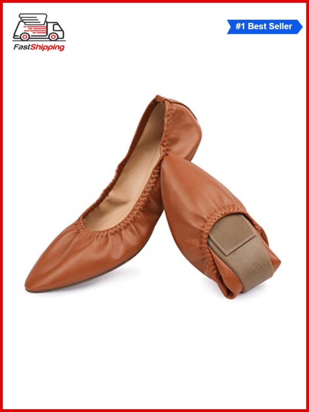 Women's Ballet Flat Slip On Flats Faux Leather Foldable Portable Travel Walking